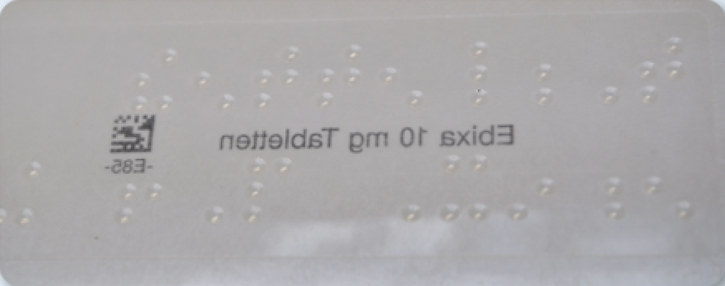 Pharma-Etiketten: Braille-Etiketten.