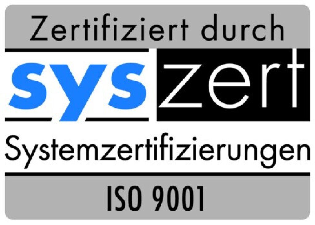 ISO 9001: Zertifiziert durch syszert.
